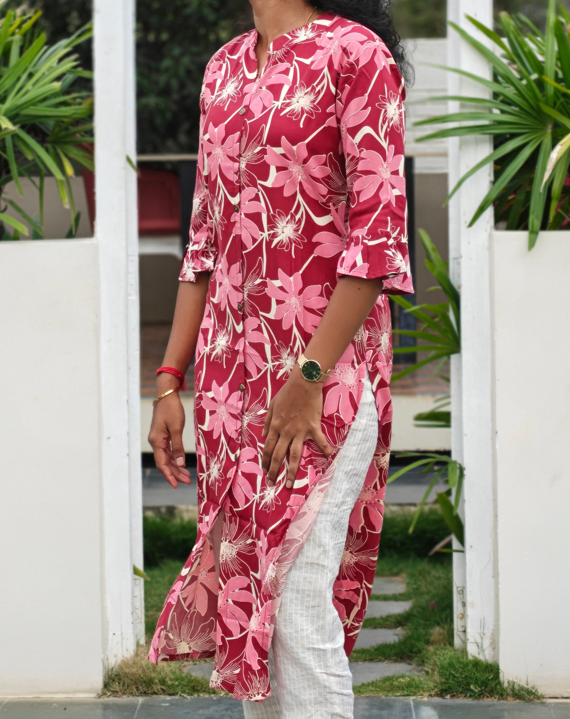 Pink Floral Kurthi