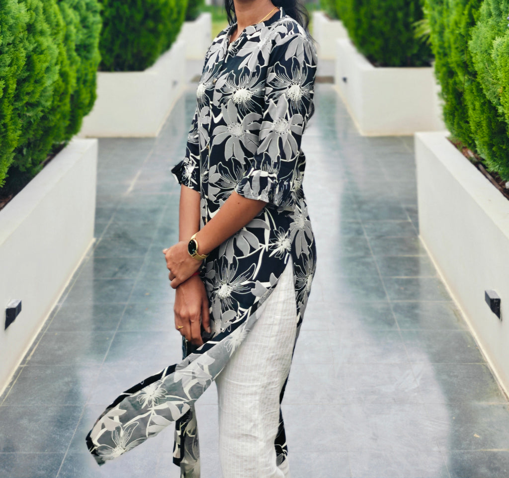 Black Floral Kurthi