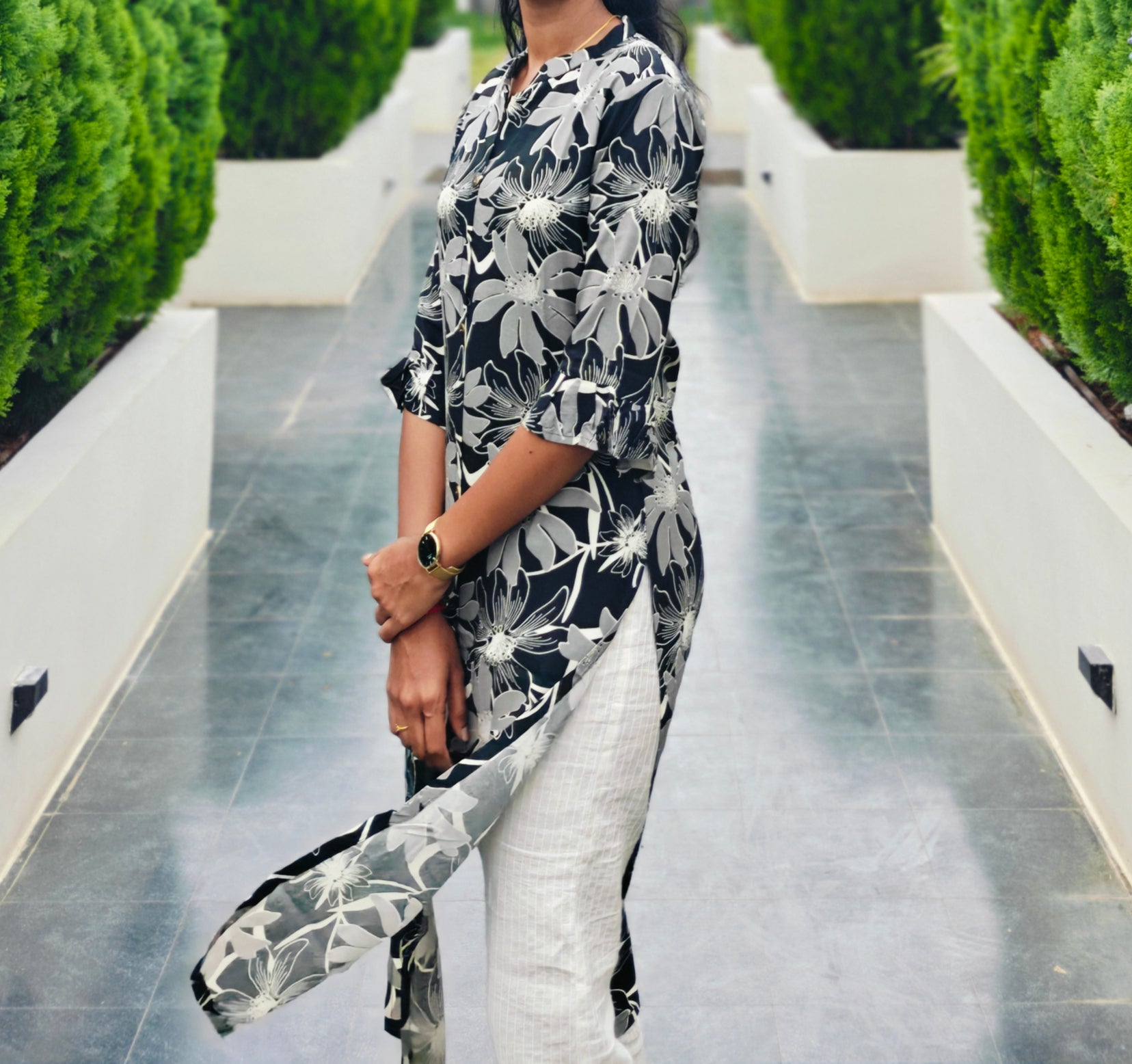 Black Floral Kurthi