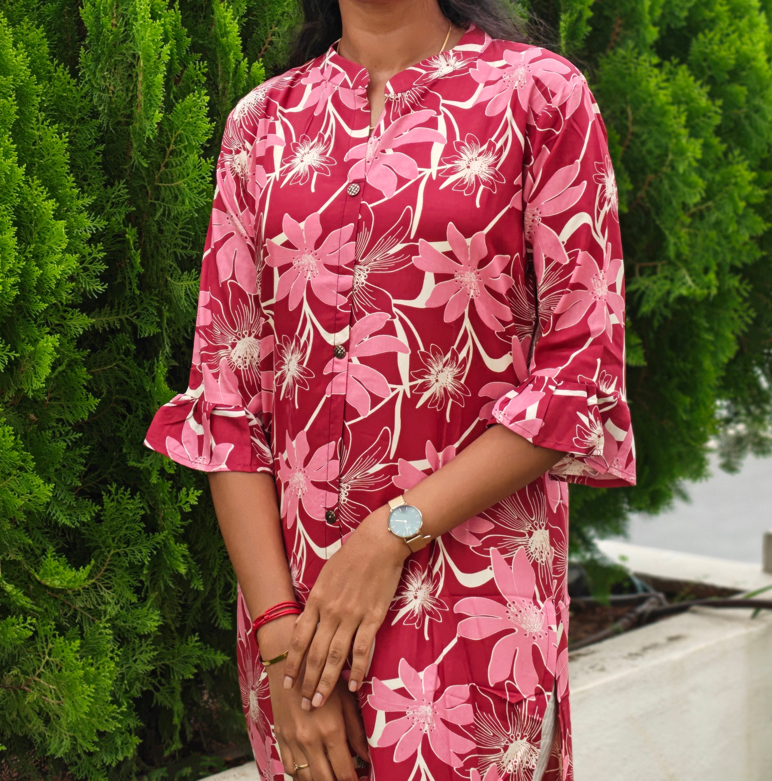 Pink Floral Kurthi